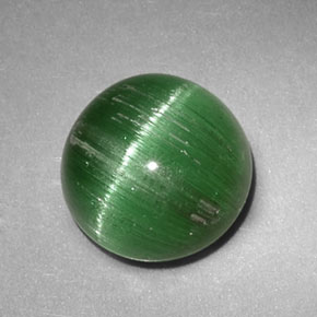 Cat's eye tourmaline verde natural de 2,47 ct, corte redondo, translúcido