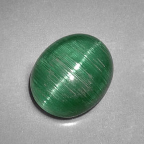 Cat's eye tourmaline verde natural de 2,09 ct, transparente, transparente / translúcido