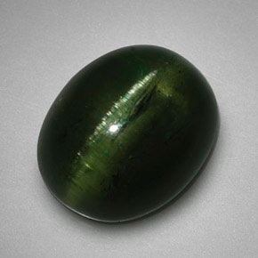 Cat's eye tourmaline verde natural de 5,99 ct, corte óvalo, translúcido