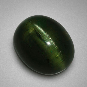Cat's eye tourmaline verde natural de 5,99 ct, corte óvalo, translúcido