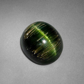 Cat's eye tourmaline verde natural de 3,24 ct, corte óvalo, translúcido