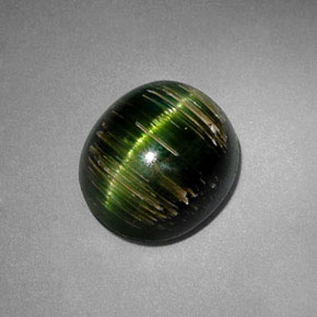 Cat's eye tourmaline verde natural de 3,24 ct, corte óvalo, translúcido