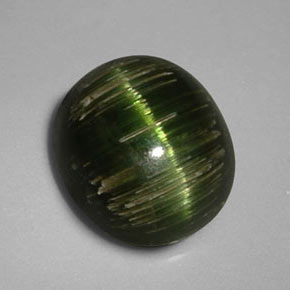 Cat's eye tourmaline verde natural de 3,24 ct, corte óvalo, opaco