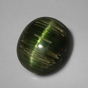 Cat's eye tourmaline verde natural de 3,24 ct, corte óvalo, opaco