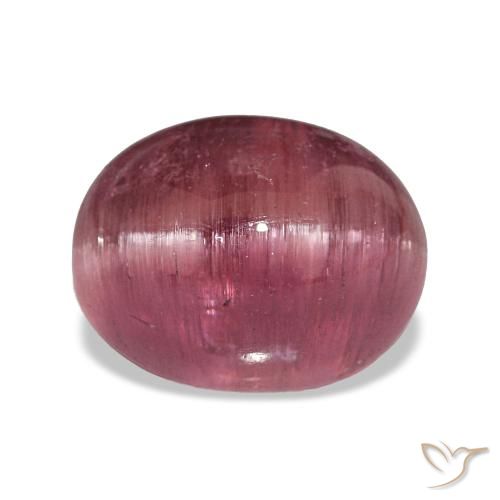 Turmalina ojo de gato Rosa oscuro natural de 10.64 ct, Corte Óvalo, Translúcido