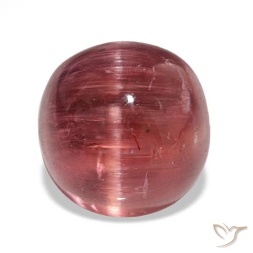 Turmalina ojo de gato Rosado medio natural de 8.11 ct, Corte Óvalo, Translúcido