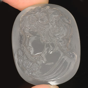 Calcedonia blanco natural de 64,46 ct, transparente, transparente / translúcido
