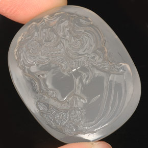Calcedonia blanco natural de 64,46 ct, transparente, transparente / translúcido