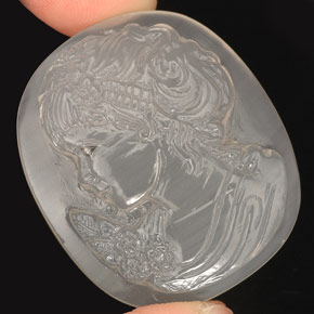 Calcedonia blanco natural de 64,73 ct, transparente, transparente / translúcido
