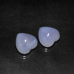 Gemas de calcedonia azul natural de  ct, forma de corazón, translúcido