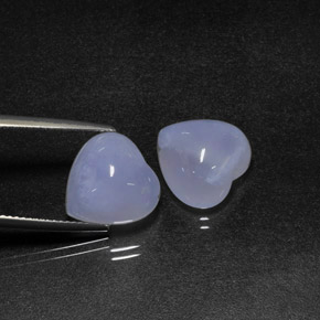 Gemas de calcedonia azul natural de  ct, forma de corazón, translúcido
