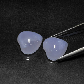 Gemas de calcedonia azul natural de  ct, forma de corazón, translúcido