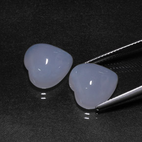 Gemas de calcedonia azul natural de  ct, forma de corazón, translúcido
