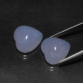Gemas de calcedonia azul natural de  ct, forma de corazón, translúcido