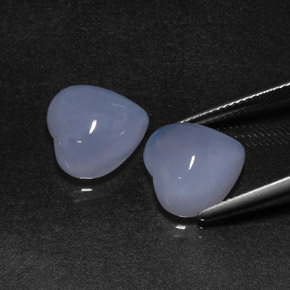 Gemas de calcedonia azul natural de  ct, forma de corazón, translúcido