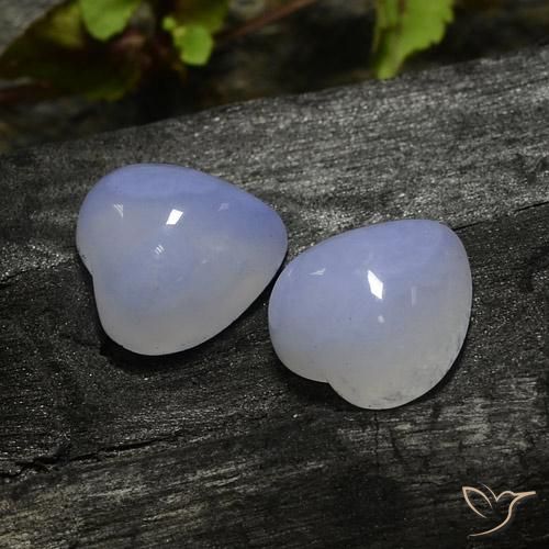 Gemas de Calcedonia Violeta real claro natural de 13.37 ct, Corazón, Translúcido