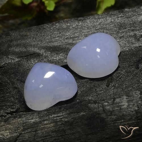 Gemas de Calcedonia Violeta real claro natural de 13.37 ct, Corazón, Translúcido