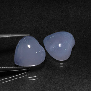 Gemas de calcedonia azul natural de  ct, forma de corazón, translúcido