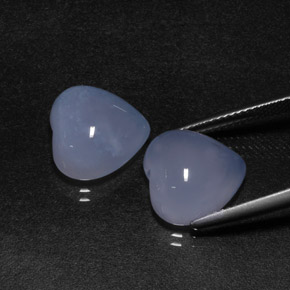 Gemas de calcedonia azul natural de  ct, forma de corazón, translúcido