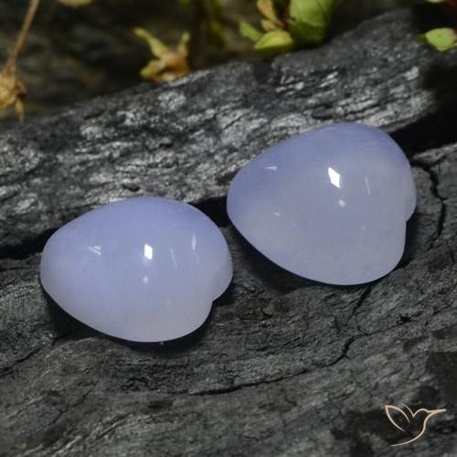 Gemas de Calcedonia Violeta claro natural de 13.27 ct, Corazón, Translúcido