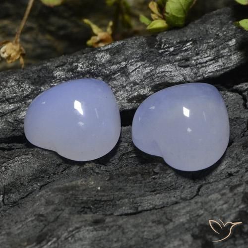 Gemas de Calcedonia Violeta claro natural de 13.27 ct, Corazón, Translúcido