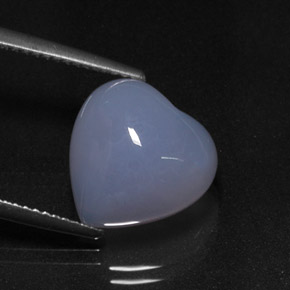 Calcedonia azul natural de 7,02 ct, forma de corazón, translúcido