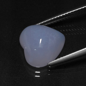 Calcedonia azul natural de 7,02 ct, forma de corazón, translúcido