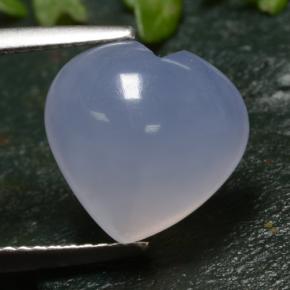Calcedonia azul natural de 5,51 ct, forma de corazón, translúcido