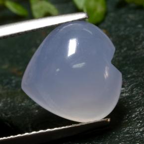 Calcedonia azul natural de 5,51 ct, forma de corazón, translúcido