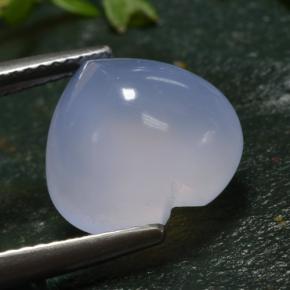 Calcedonia azul natural de 5,51 ct, forma de corazón, translúcido