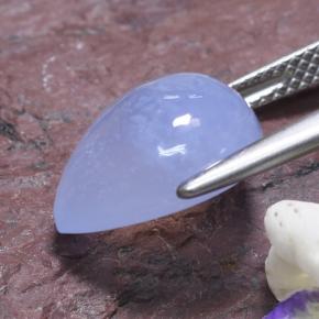 Calcedonia azul natural de 5,62 ct, en forma de pera, translúcido