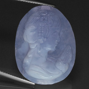 Calcedonia azul natural de 28,00 ct, transparente, transparente / translúcido