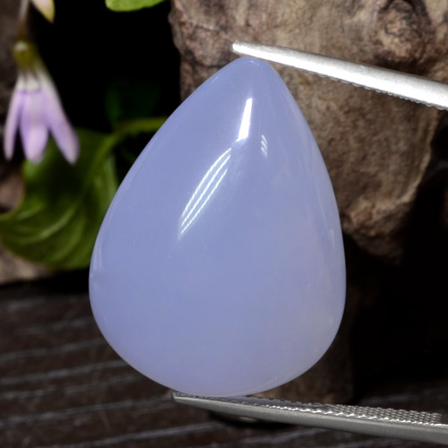 Calcedonia azul natural de 33,78 ct, en forma de pera, translúcido