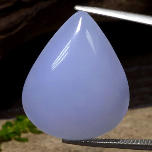Calcedonia azul natural de 34,26 ct, en forma de pera, translúcido