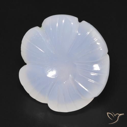 Calcedonia Azul cielo claro natural de 12.91 ct, Corte Flor, Translúcido