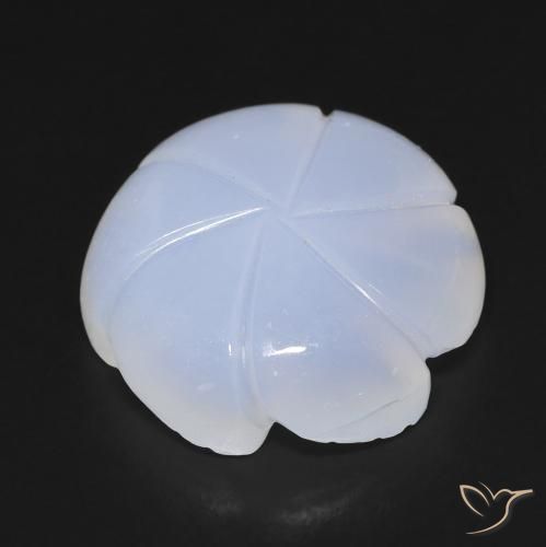 Calcedonia Azul cielo claro natural de 12.91 ct, Corte Flor, Translúcido