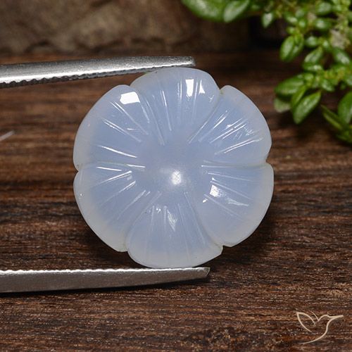 12.46ct Natural Azul claro Calcedonia, Corte Flor, Translúcido