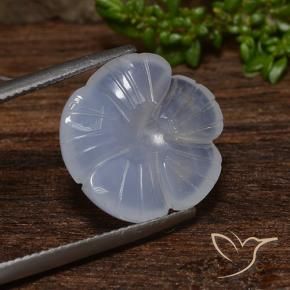 Calcedonia Azul claro natural de 9.24 ct, Corte Flor, Translúcido