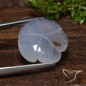 Calcedonia Azul claro natural de 9.24 ct, Corte Flor, Translúcido