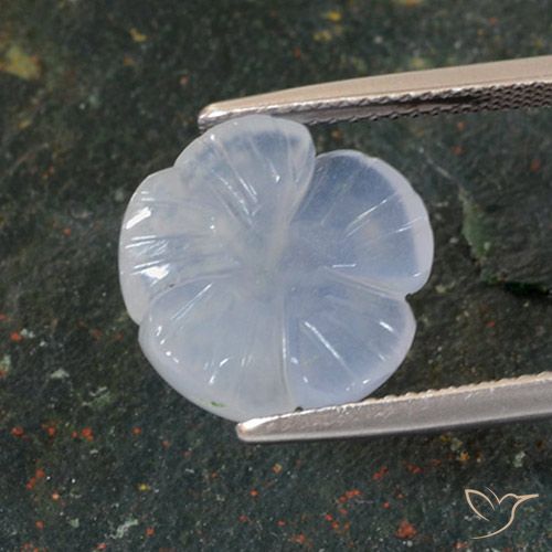 5.46ct Natural Azul púrpura claro Calcedonia, Corte Flor, Translúcido