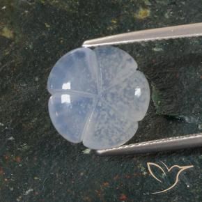 Calcedonia Azul púrpura claro natural de 5.46 ct, Corte Flor, Translúcido