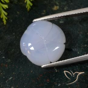 Calcedonia Azul claro natural de 8.75 ct, Corte Flor, Translúcido