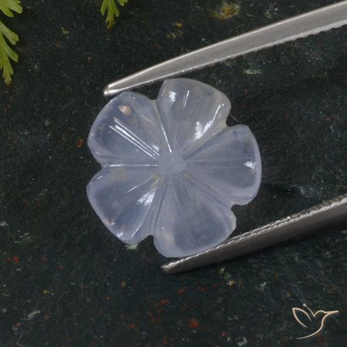 5.64ct Natural Azul púrpura claro Calcedonia, Corte Flor, Translúcido