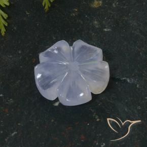 Calcedonia Azul púrpura claro natural de 5.64 ct, Corte Flor, Translúcido