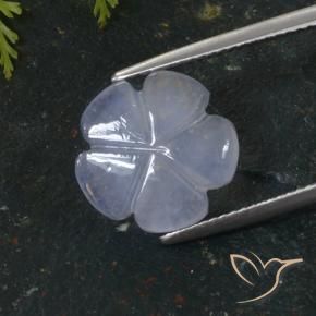 Calcedonia Azul púrpura claro natural de 5.64 ct, Corte Flor, Translúcido
