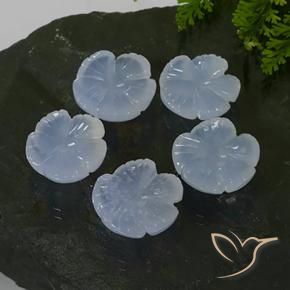 Gemas de Calcedonia Azul púrpura claro natural de 26.27 ct, Corte Flor, Translúcido