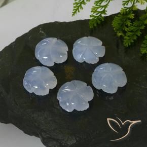 Gemas de Calcedonia Azul púrpura claro natural de 26.27 ct, Corte Flor, Translúcido