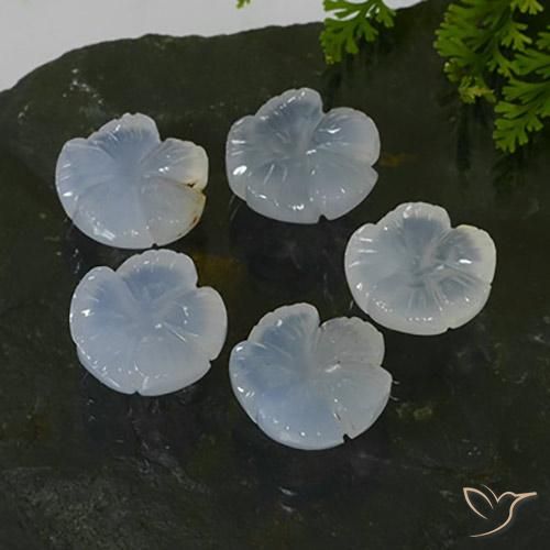 Gemas de Calcedonia Azul púrpura claro natural de 24.85 ct, Corte Flor, Translúcido