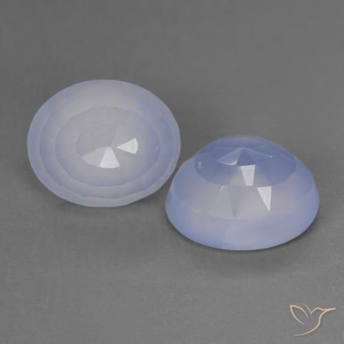 Gemas de Calcedonia Azul púrpura natural de 7.56 ct, Ovalada, Translúcido