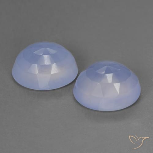Gemas de Calcedonia Azul púrpura natural de 7.56 ct, Ovalada, Translúcido